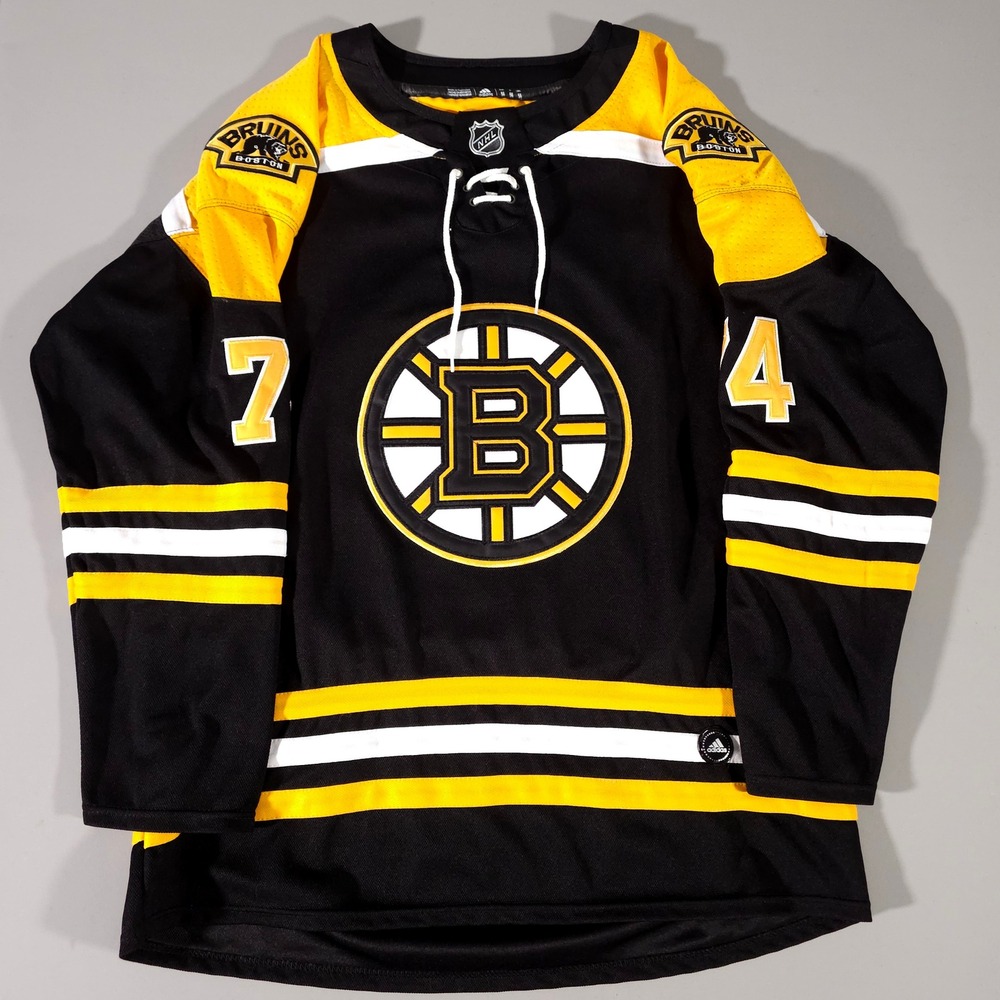Adidas Boston Bruins Jersey Mens 56 Black DeBrusk 74 NHL Hockey Fight Strap